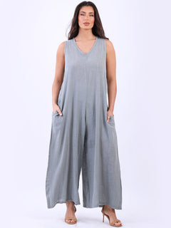 Women Tank Jumpsuit Silver