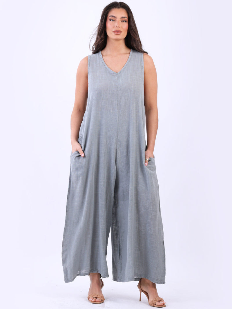 Women Tank Jumpsuit Silver