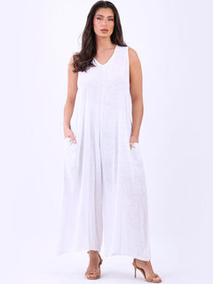 Women Tank Jumpsuit White