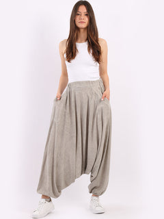 Acid Wash Cotton Harem Pant Mocha