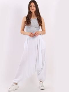 Acid Wash Cotton Harem Pant White
