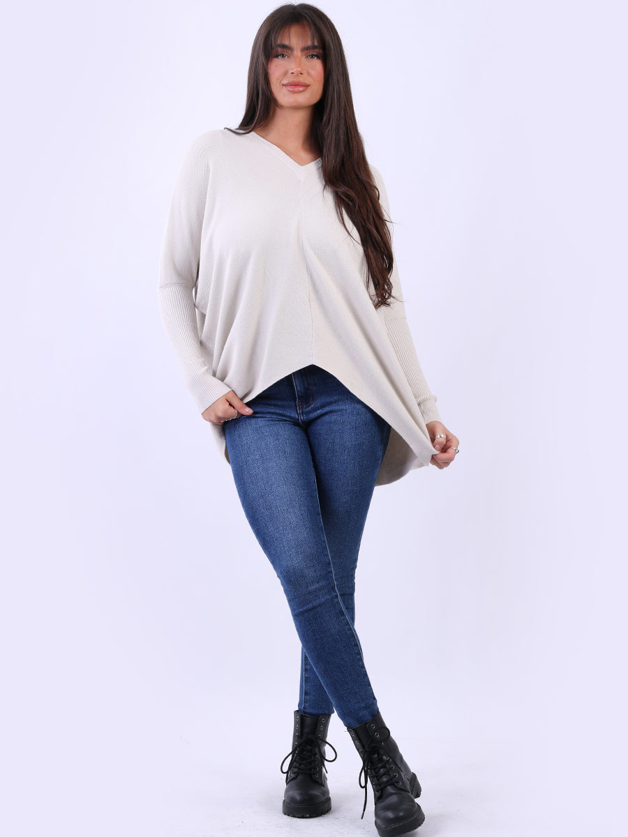 Batwing Knitted Top Beige