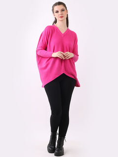 Batwing Knitted Top Fuchsia