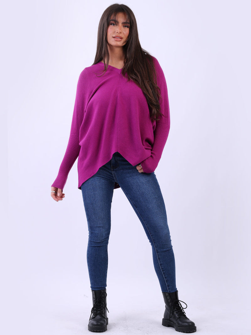 Batwing Knitted Top Magenta