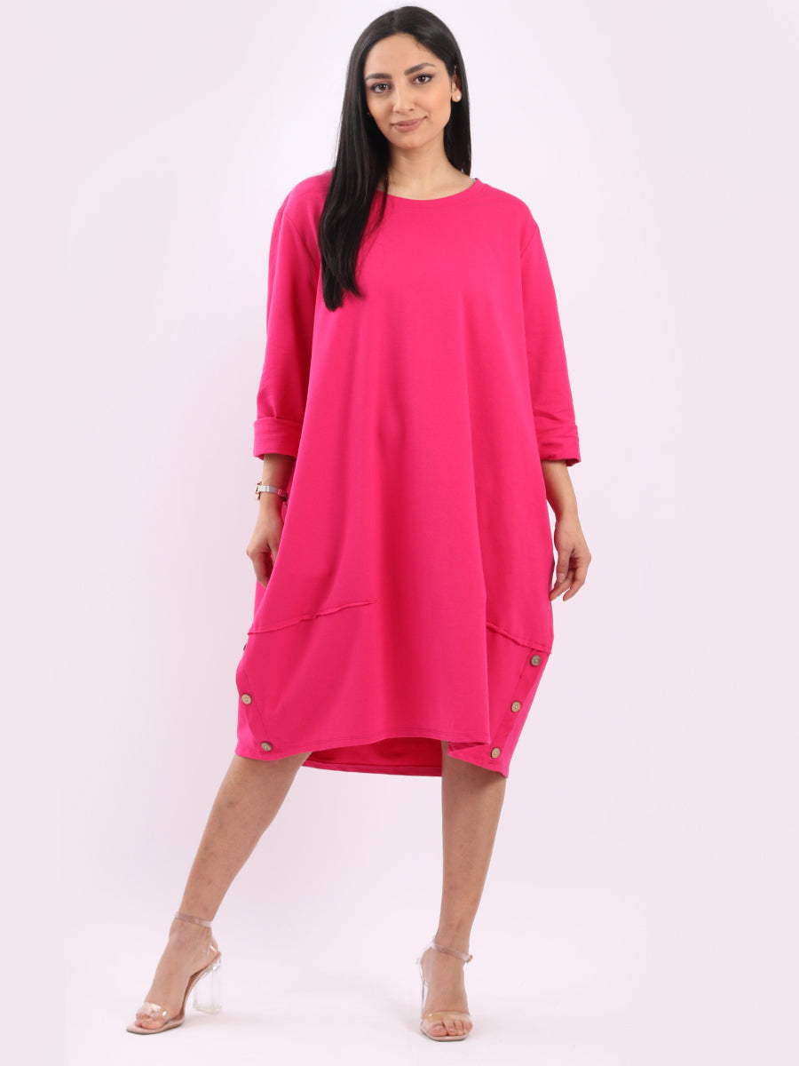 Women Cotton Dress Fuchsia