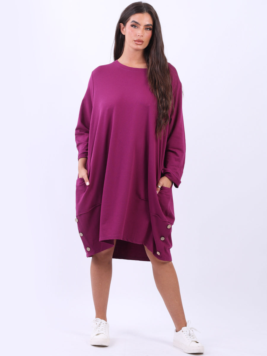 Women Cotton Dress Magenta