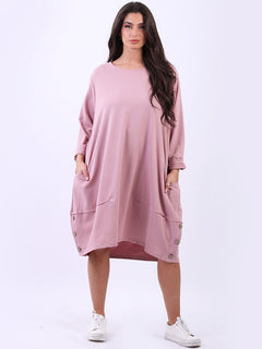 Women Cotton Dress Pink