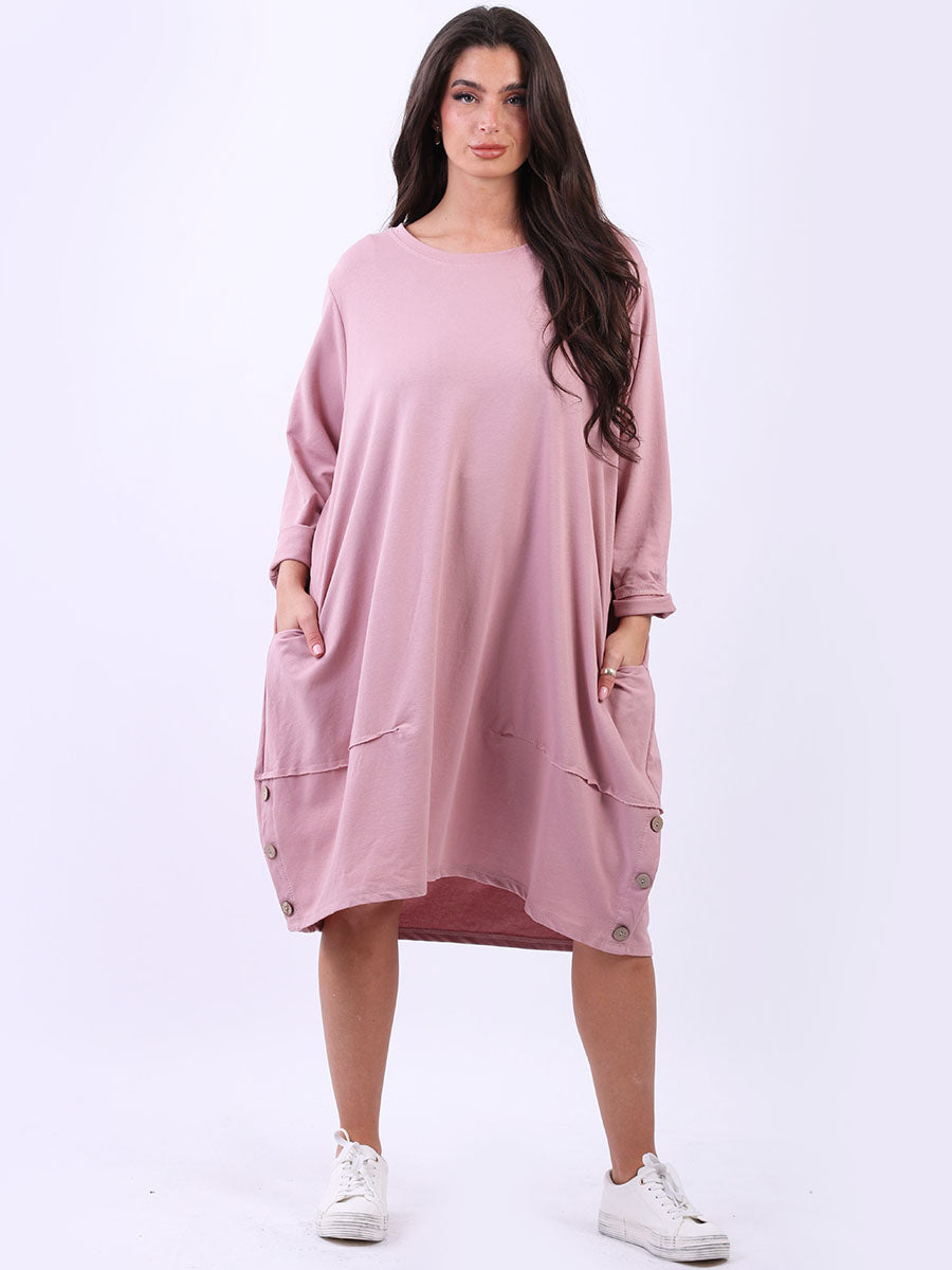 Women Cotton Dress Pink