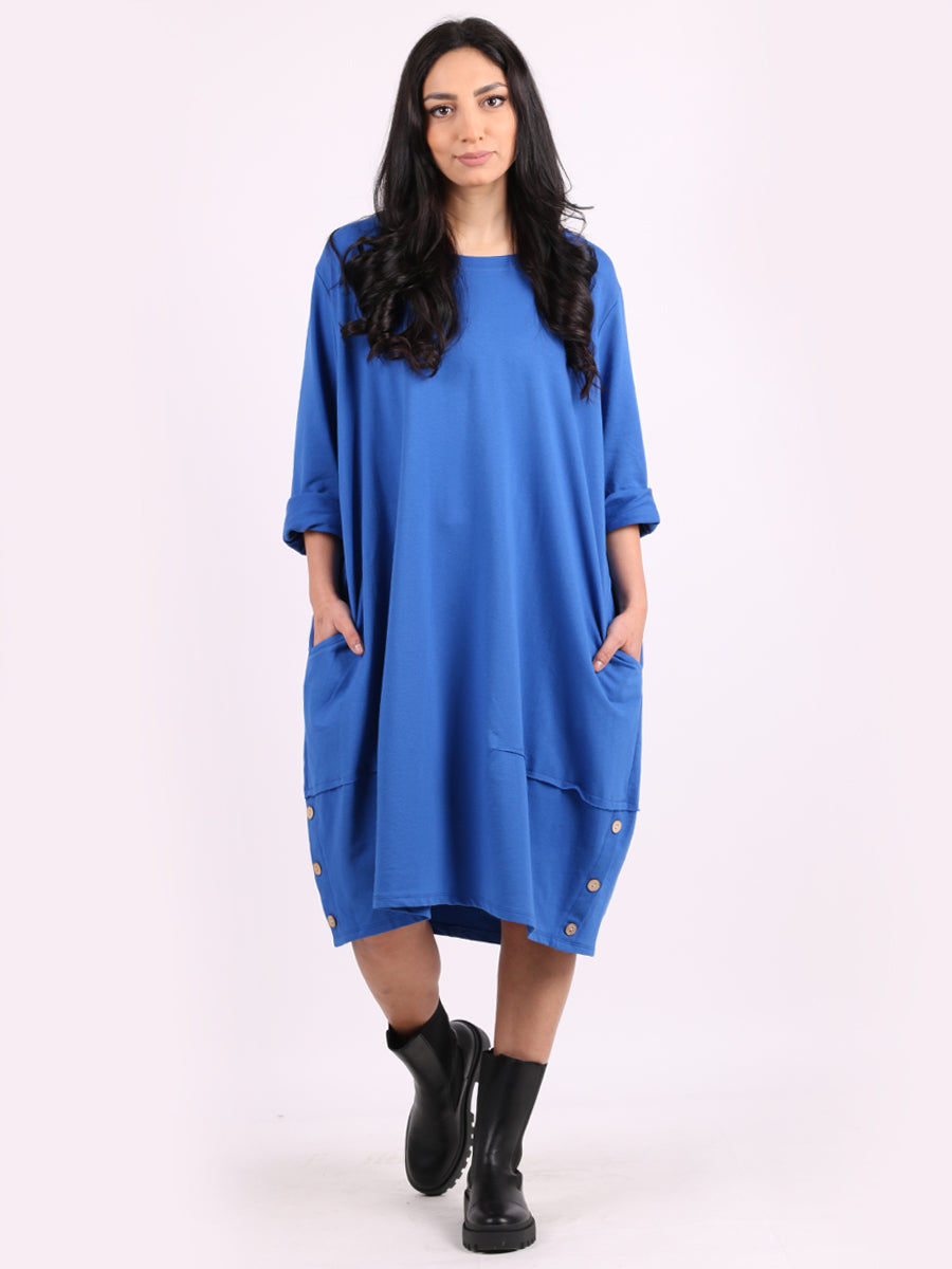 Women Cotton Dress Royal Blue