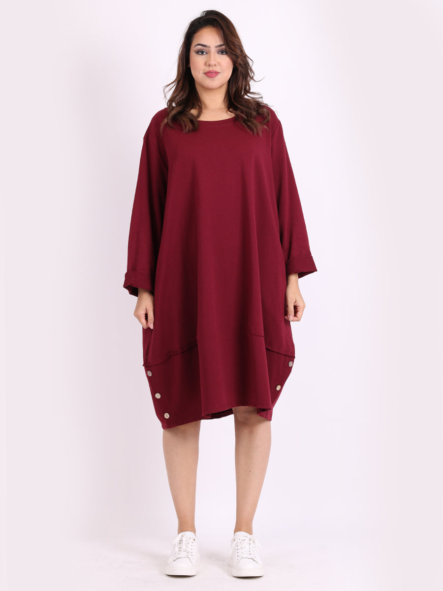 Women Cotton Dress Wine