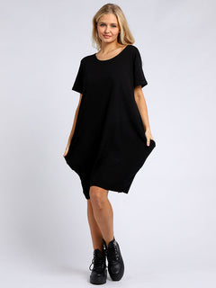 Plain Cotton Dress Black