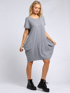 Plain Cotton Dress Dark Grey