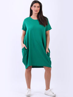 Plain Cotton Dress Green