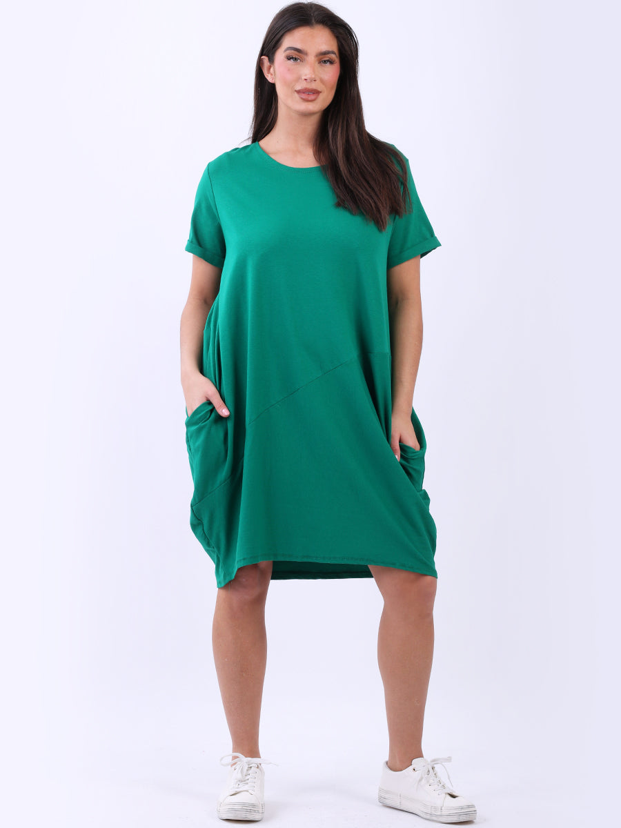 Plain Cotton Dress Green