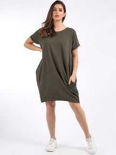 Plain Cotton Dress Khaki