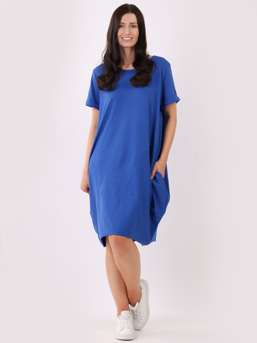 Plain Cotton Dress Royal Blue