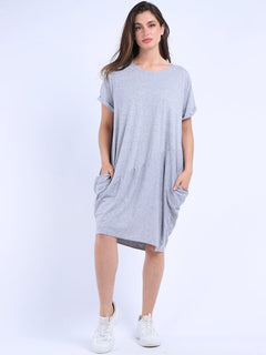 Plain Cotton Dress Silver