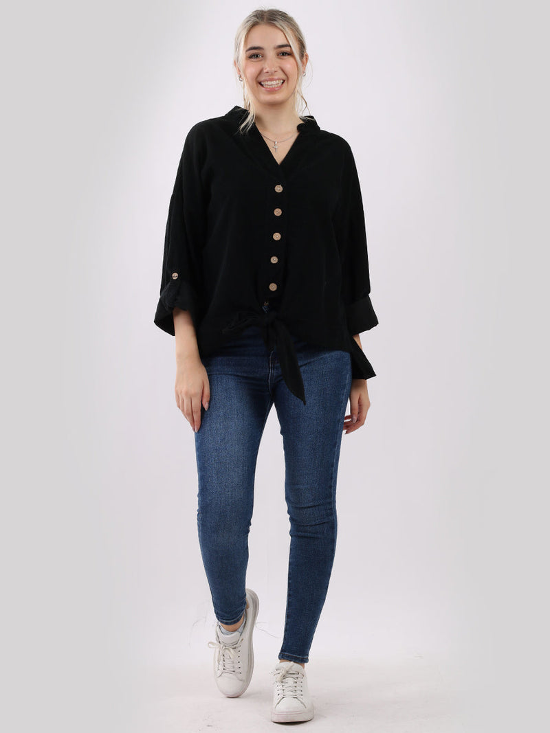 Plain Cotton Corduroy Shirt Black