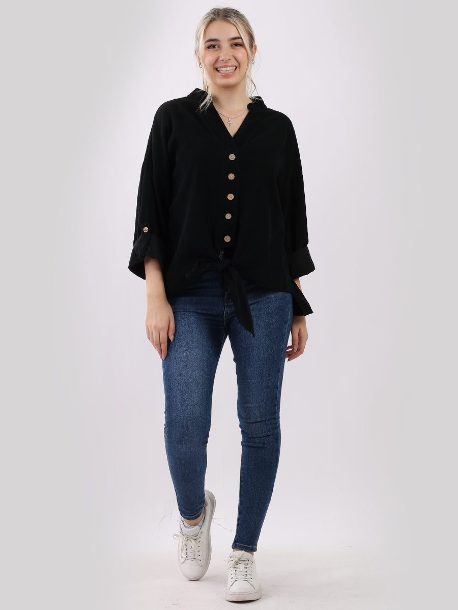 Plain Cotton Corduroy Shirt Black
