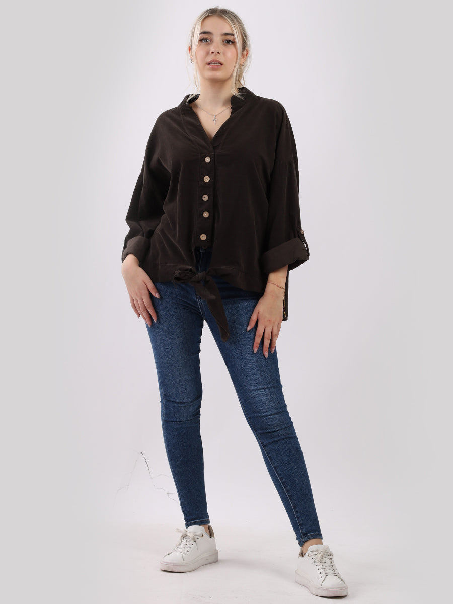 Plain Cotton Corduroy Shirt Chocolate 
