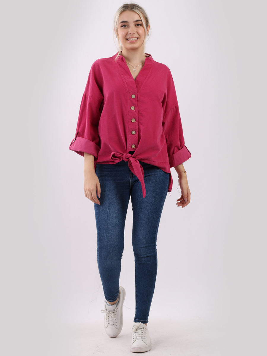 Plain Cotton Corduroy Shirt Fuchsia