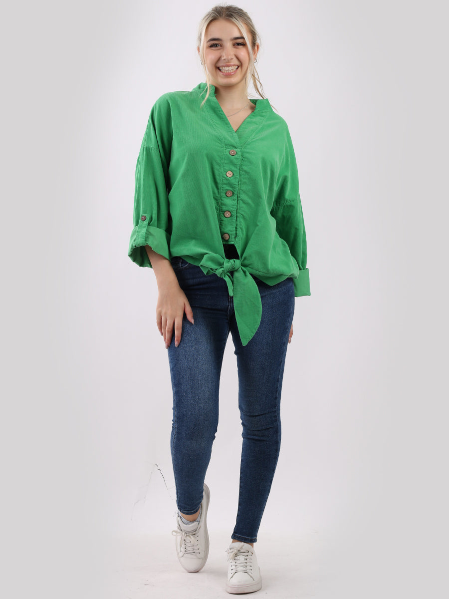 Plain Cotton Corduroy Shirt Green