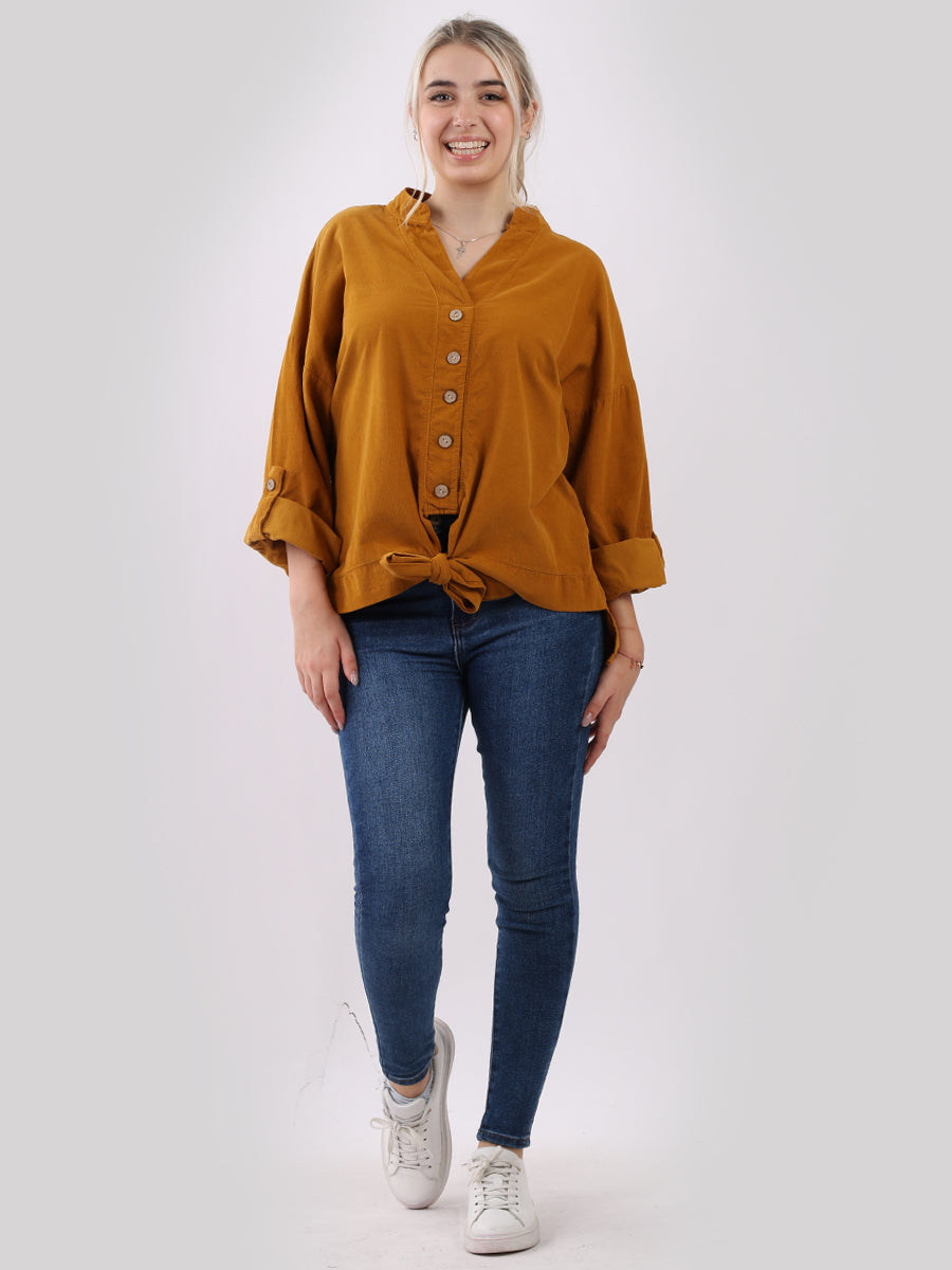 Plain Cotton Corduroy Shirt Mustard 