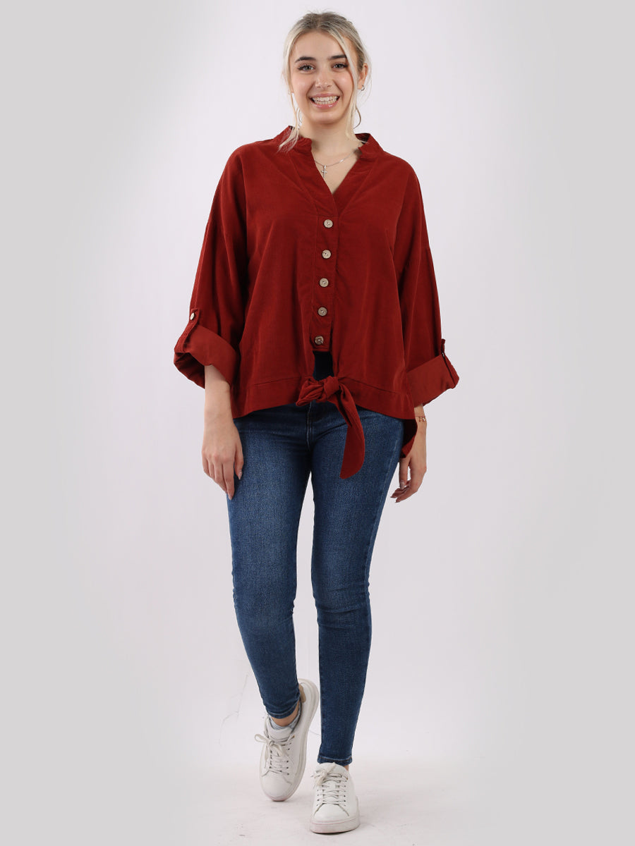Plain Cotton Corduroy Shirt Rust
