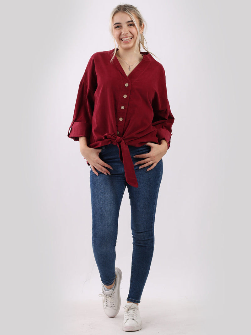 Plain Cotton Corduroy Shirt Wine