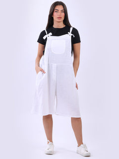  Linen Knotted Straps Playsuit White