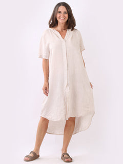 Linen Lagenlook Dress Beige
