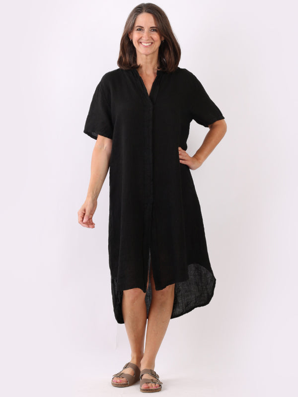 Linen Lagenlook Dress Black