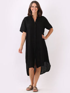 Linen Lagenlook Dress Black