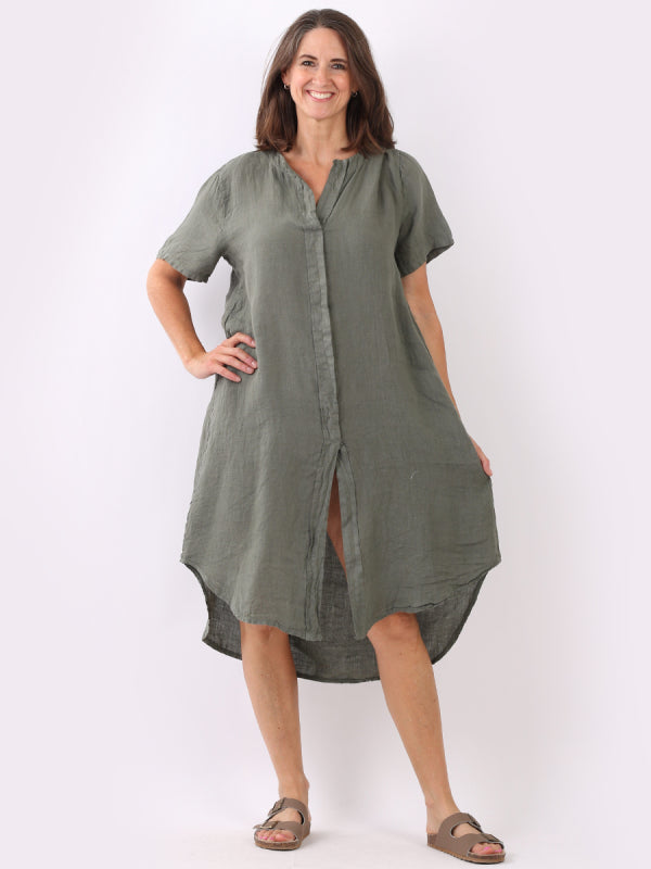 Linen Lagenlook Dress Khaki