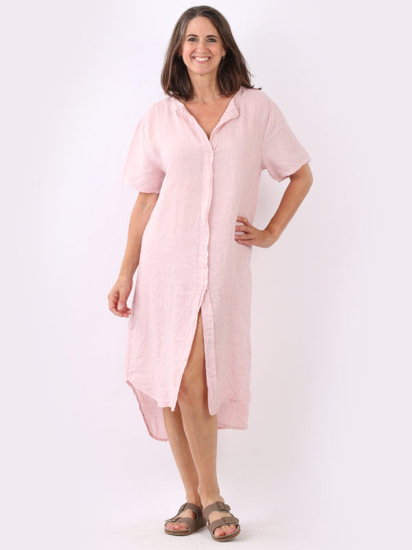Linen Lagenlook Dress Pink