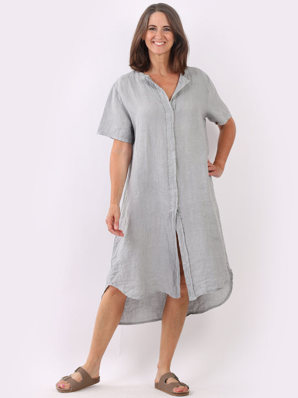 Linen Lagenlook Dress Silver 