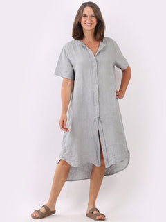 Linen Lagenlook Dress Silver 
