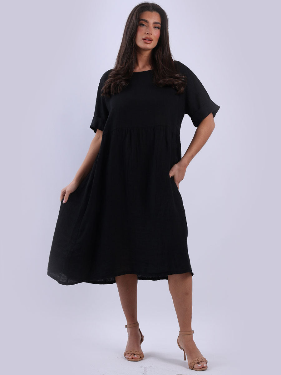 Linen Plus Size Dress Black