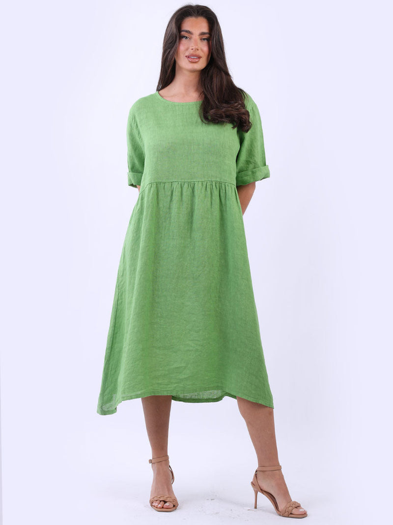 Linen Plus Size Dress Lime Green