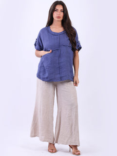 Plain Linen Summer Blouse denim