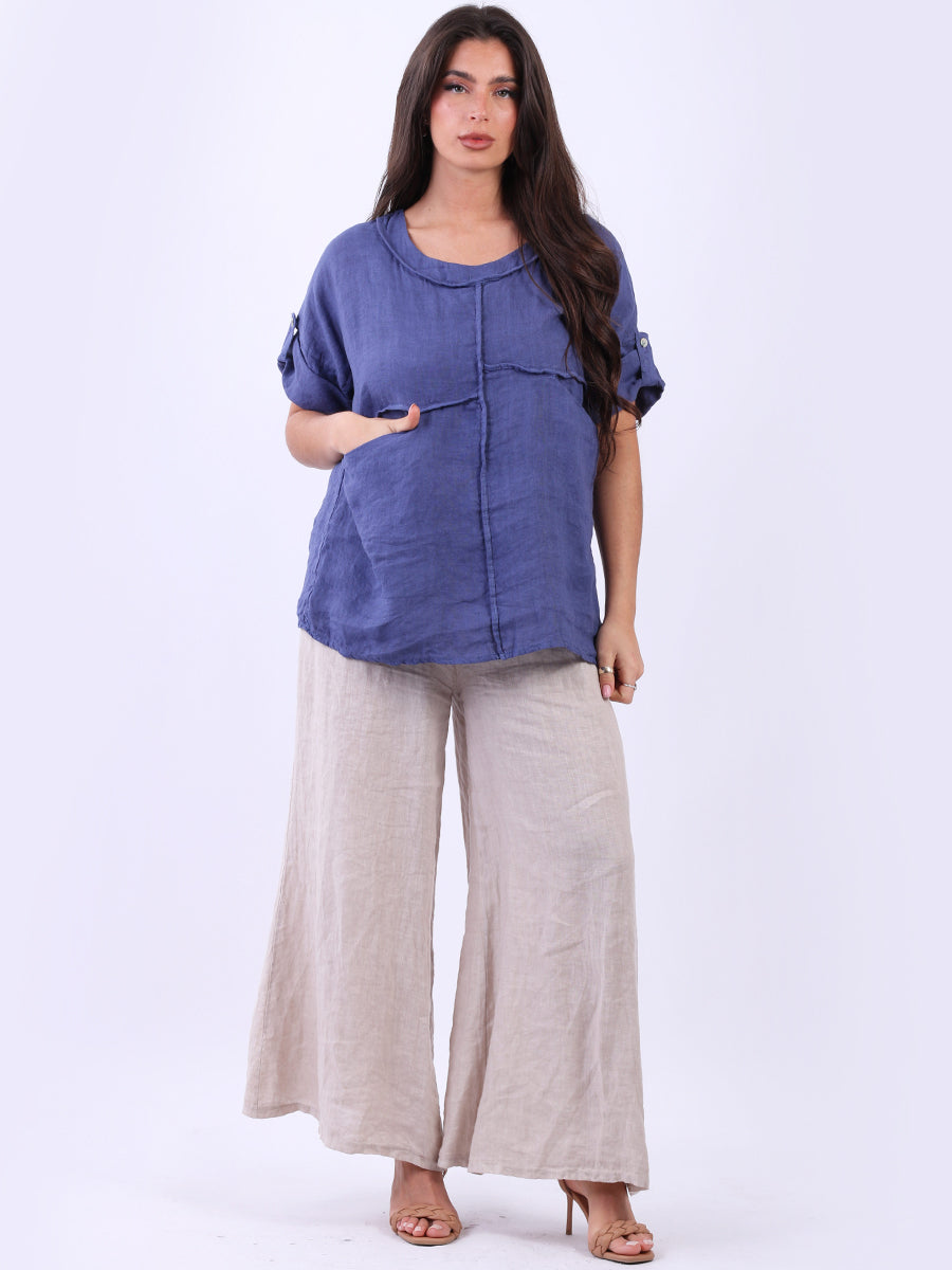 Plain Linen Summer Blouse denim