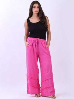 Linen Wide Leg Palazzo Pant Fuchsia