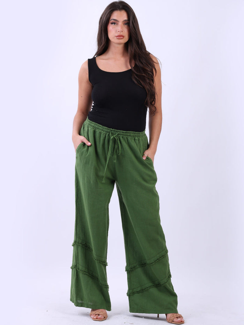 Linen Wide Leg Palazzo Pant Green