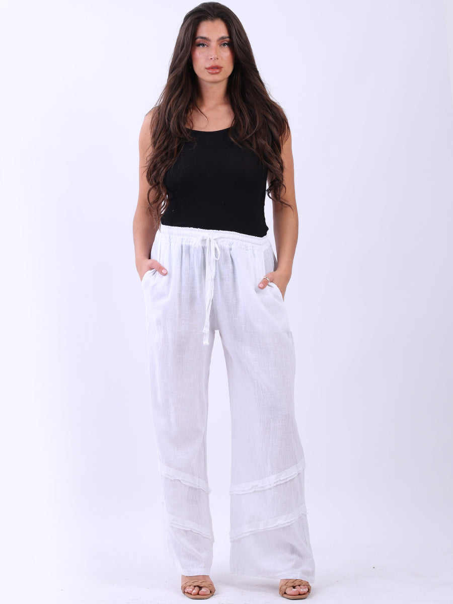 Linen Wide Leg Palazzo Pant White