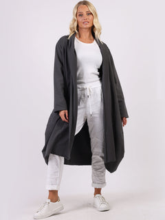 Oversized Lagenlook Cardigan Charcoal