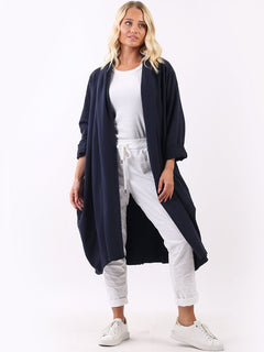 Oversized Lagenlook Cardigan Navy