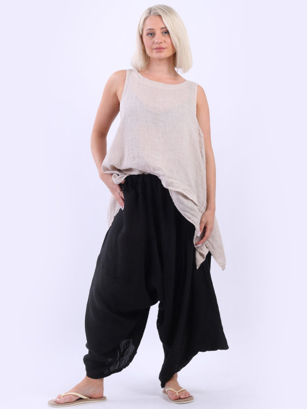 Vintage Wash Oversized Linen Harem Trouser