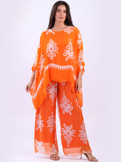 Batwing Silk Tunic Top Orange