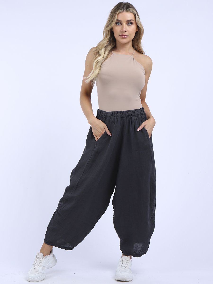 Plain Linen Trouser Charcoal
