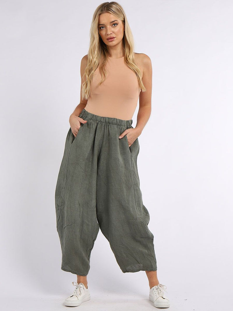 Plain Linen Trouser Khaki